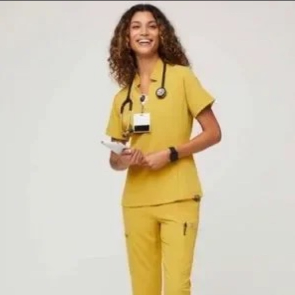 FIGS yellow Inala Scrub Top